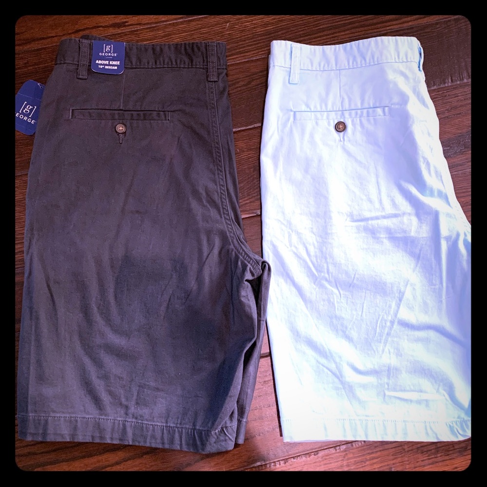 2 pair- Men’s stretch flat front shorts size 36